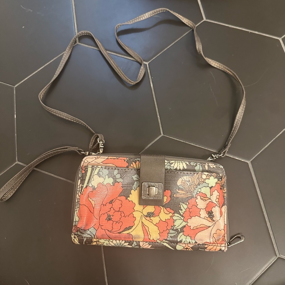 Sakroots Red and Yellow Crossbody Bag with Floral Design